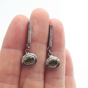 Sterling silver + green glass earrings